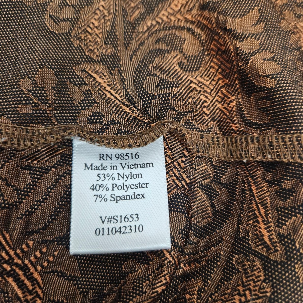 Square Neck Brocade Tank Top in Copper and Black - Picture 6 of 9